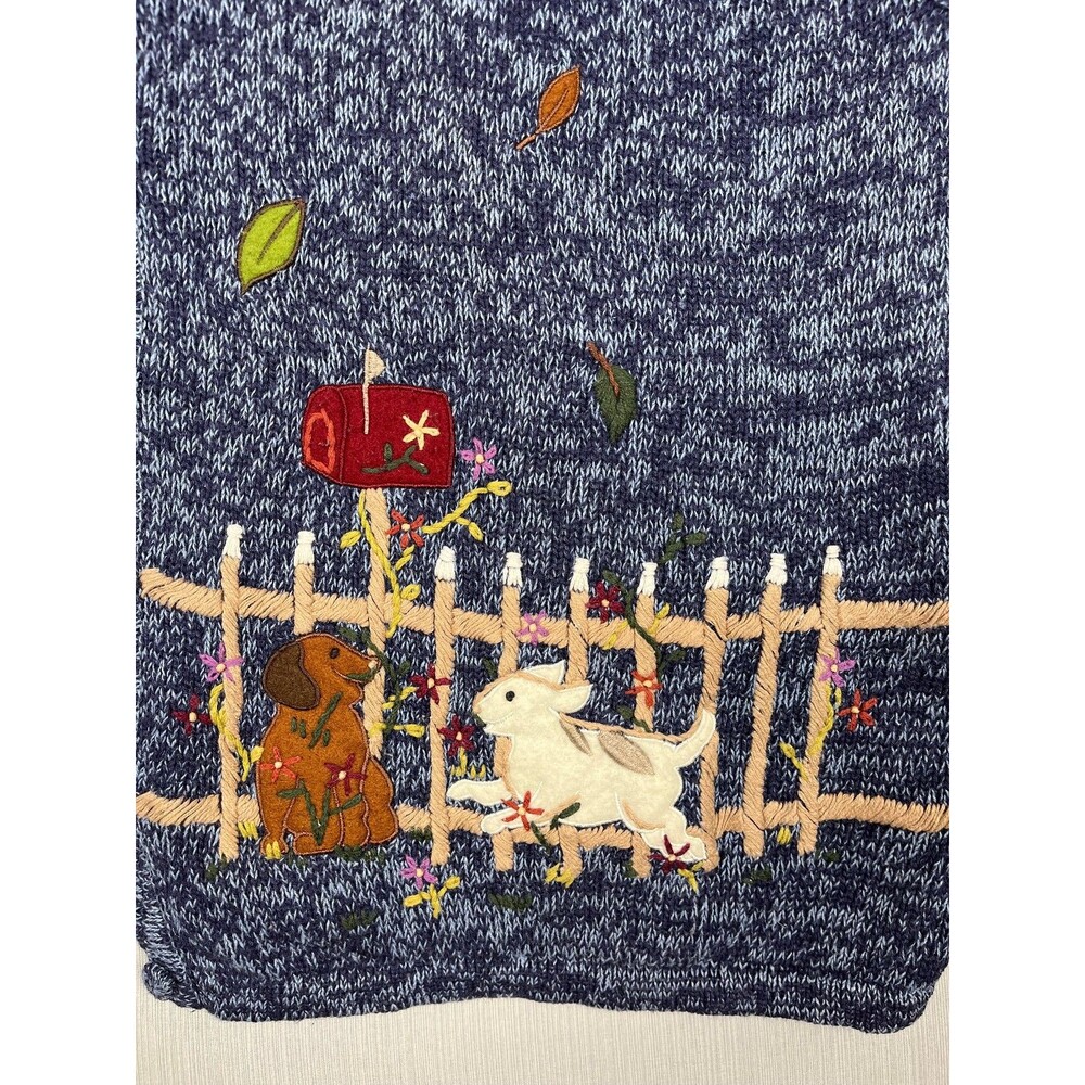 Bobbie Brooks Womens Cotton Knit Vest 26W Applique Fall Dogs Novelty Whimsical - Picture 4 of 13